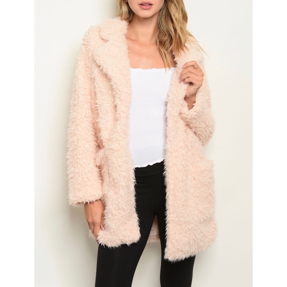 For The Pretty Girls Jackets & Blazers - Blush Shaggy Fur Coat